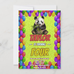 Niedlicher Panda-Bär zum Geburtstag einladen Einladung