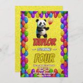Niedlicher Panda-Bär zum Geburtstag einladen Einladung (Vorne/Hinten)