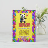 Niedlicher Panda-Bär zum Geburtstag einladen Einladung (Stehend Vorderseite)