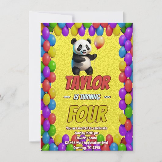 Niedlicher Panda-Bär zum Geburtstag einladen Einladung (Vorderseite)