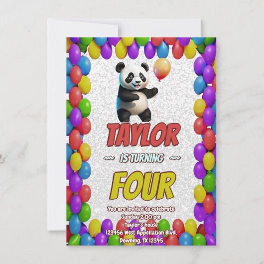 Niedlicher Panda-Bär zum Geburtstag einladen Einladung (Vorderseite)