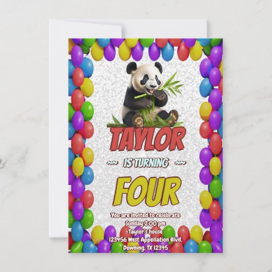 Niedlicher Panda-Bär zum Geburtstag einladen Einladung (Vorderseite)