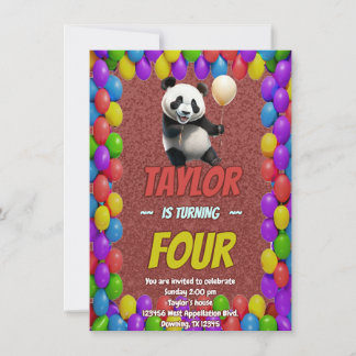 Niedlicher Panda-Bär zum Geburtstag einladen Einladung