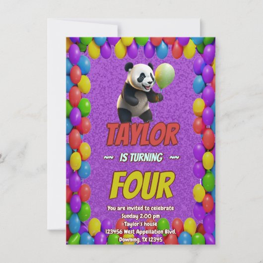 Niedlicher Panda-Bär zum Geburtstag einladen Einladung (Vorderseite)