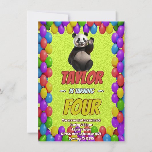 Niedlicher Panda-Bär zum Geburtstag einladen Einladung (Vorderseite)