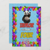 Niedlicher Panda-Bär zum Geburtstag einladen Einladung (Vorne/Hinten)