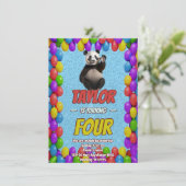 Niedlicher Panda-Bär zum Geburtstag einladen Einladung (Stehend Vorderseite)