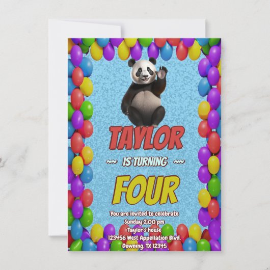 Niedlicher Panda-Bär zum Geburtstag einladen Einladung (Vorderseite)