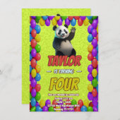 Niedlicher Panda-Bär zum Geburtstag einladen Einladung (Vorne/Hinten)