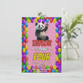Niedlicher Panda-Bär zum Geburtstag einladen Einladung (Stehend Vorderseite)