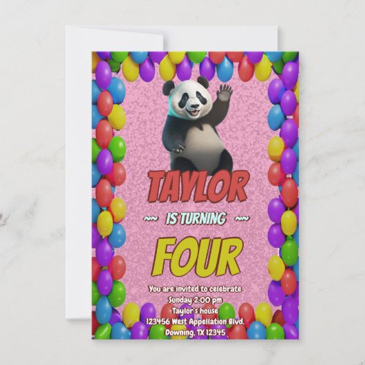 Niedlicher Panda-Bär zum Geburtstag einladen Einladung (Vorderseite)