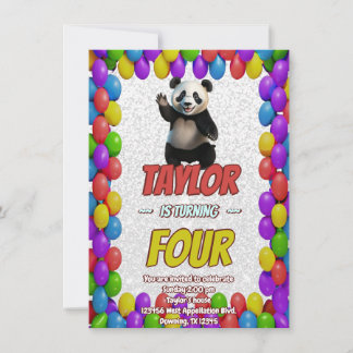 Niedlicher Panda-Bär zum Geburtstag einladen Einladung