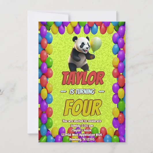 Niedlicher Panda-Bär zum Geburtstag einladen Einladung (Vorderseite)