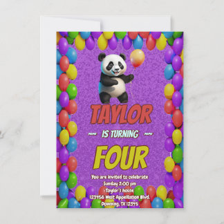 Niedlicher Panda-Bär zum Geburtstag einladen Einladung