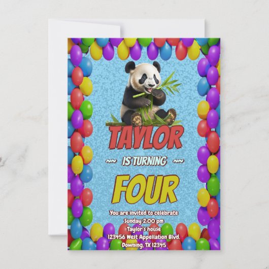 Niedlicher Panda-Bär zum Geburtstag einladen Einladung (Vorderseite)