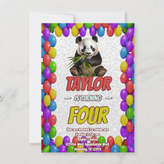 Niedlicher Panda-Bär zum Geburtstag einladen Einladung
