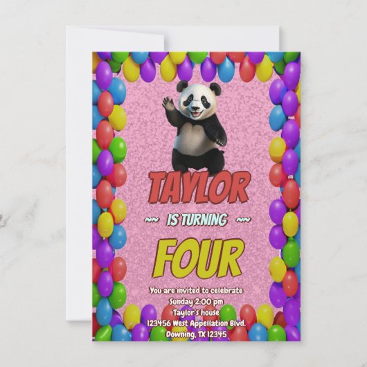 Niedlicher Panda-Bär zum Geburtstag einladen Einladung (Vorderseite)