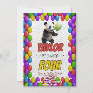 Niedlicher Panda-Bär zum Geburtstag einladen Einladung