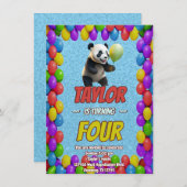 Niedlicher Panda-Bär zum Geburtstag einladen Einladung (Vorne/Hinten)