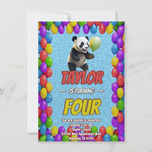 Niedlicher Panda-Bär zum Geburtstag einladen Einladung (Vorderseite)