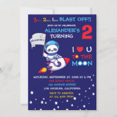 Niedlicher Panda-Bären-Astronaut auf einem Raketen Einladung (Vorderseite)