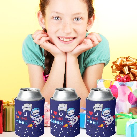 Niedlicher Panda-Bärenastronaut auf Raketenschiffs Dosenkühler