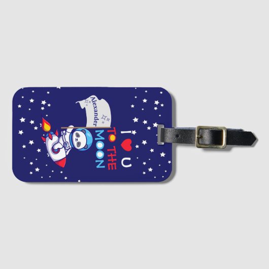 Niedlicher Panda-Bärenastronaut auf Raketenschiffs Gepäckanhänger (Vorderseite (Horizontal))