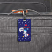 Niedlicher Panda-Bärenastronaut auf Raketenschiffs Gepäckanhänger