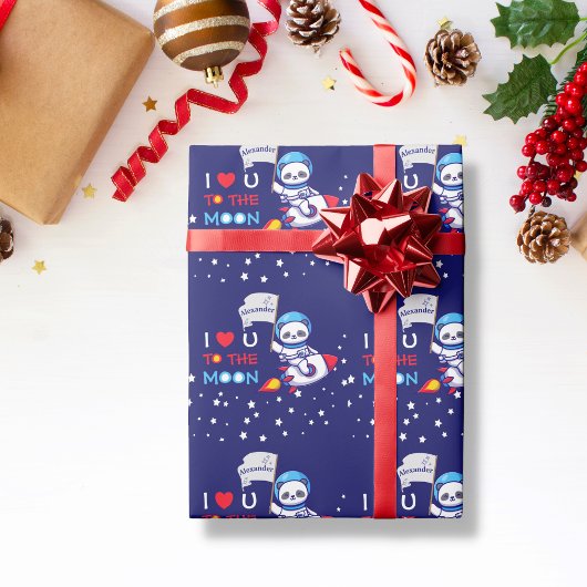 Niedlicher Panda-Bärenastronaut auf Raketenschiffs Geschenkpapier