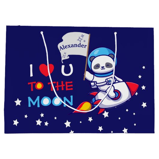 Niedlicher Panda-Bärenastronaut auf Raketenschiffs Große Geschenktüte (Rückseite)