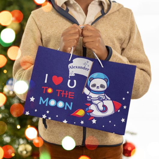 Niedlicher Panda-Bärenastronaut auf Raketenschiffs Große Geschenktüte