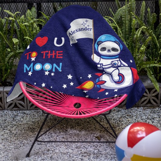 Niedlicher Panda-Bärenastronaut auf Raketenschiffs Handtuch