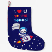 Niedlicher Panda-Bärenastronaut auf Raketenschiffs Kleiner Weihnachtsstrumpf (Vorderseite)
