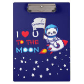 Niedlicher Panda-Bärenastronaut auf Raketenschiffs Klemmbrett (Vorderseite)