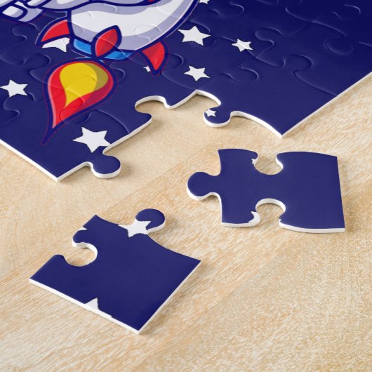 Niedlicher Panda-Bärenastronaut auf Raketenschiffs Puzzle (Seite)