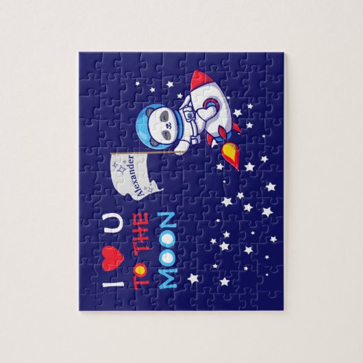 Niedlicher Panda-Bärenastronaut auf Raketenschiffs Puzzle (Vertikal)