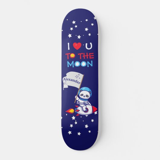 Niedlicher Panda-Bärenastronaut auf Raketenschiffs Skateboard (Vorderseite)