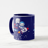 Niedlicher Panda-Bärenastronaut auf Raketenschiffs Tasse (Vorderseite Links)