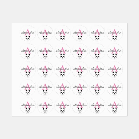 Niedlicher Panda-Bärendrahm Etiketten (Blatt)