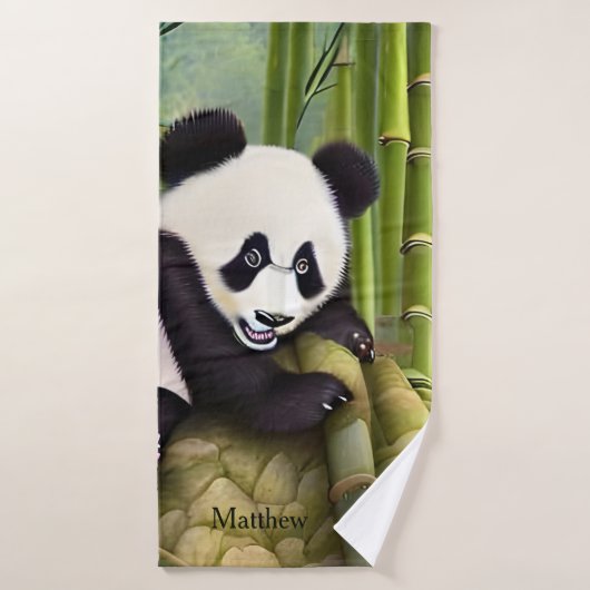 Niedlicher Panda Bärenkids Monogram Badehandtuch (Badehandtuch)
