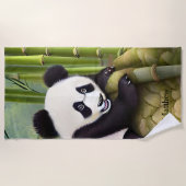 Niedlicher Panda Bärenkids Monogram Strandtuch (Vorderseite)