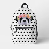 Niedlicher Panda Bärenschwarz und weißer Polka Dot Bedruckter Rucksack (Vorderseite)