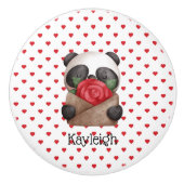 Niedlicher Panda-Bärenumschlag mit Rose Keramikknauf (Vorderseite)