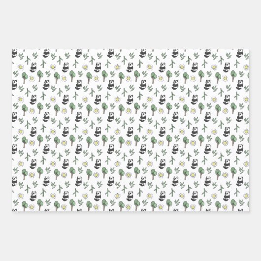 Niedlicher Panda Bear Animal Bamboo Forest Sunshin Geschenkpapier Set (Vorderseite 2)