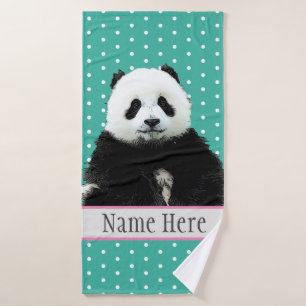 Niedlicher Panda Bear Animal Wild Name Badehandtuch