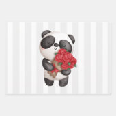 Niedlicher Panda Bear Carry Bouquet von Rose Geschenkpapier Set (Vorderseite)