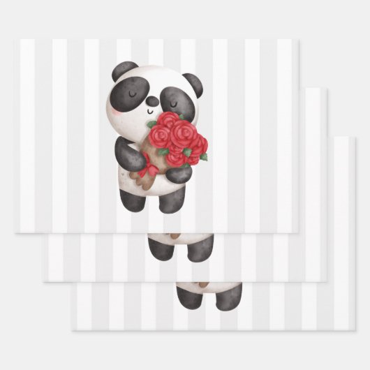 Niedlicher Panda Bear Carry Bouquet von Rose Geschenkpapier Set (Set)