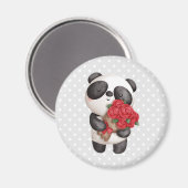 Niedlicher Panda Bear Carry Bouquet von Rose Magnet (Vorderseite/Rückseite)