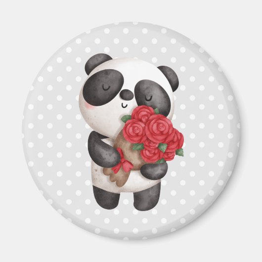 Niedlicher Panda Bear Carry Bouquet von Rose Magnet (Vorne)