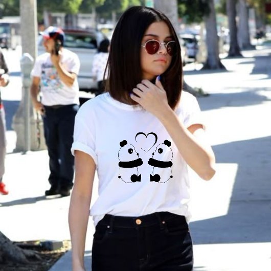 Niedlicher Panda Bear Couple ästhetischer T - Shir Große Größe T-Shirt